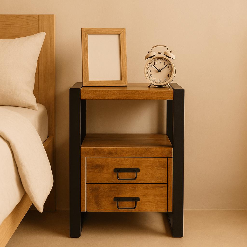 Mango Houten Nachtkastje Britt – 50x40x70cm | Nieuwe Kleurtint Collectie - Industrieelinhuis.nl