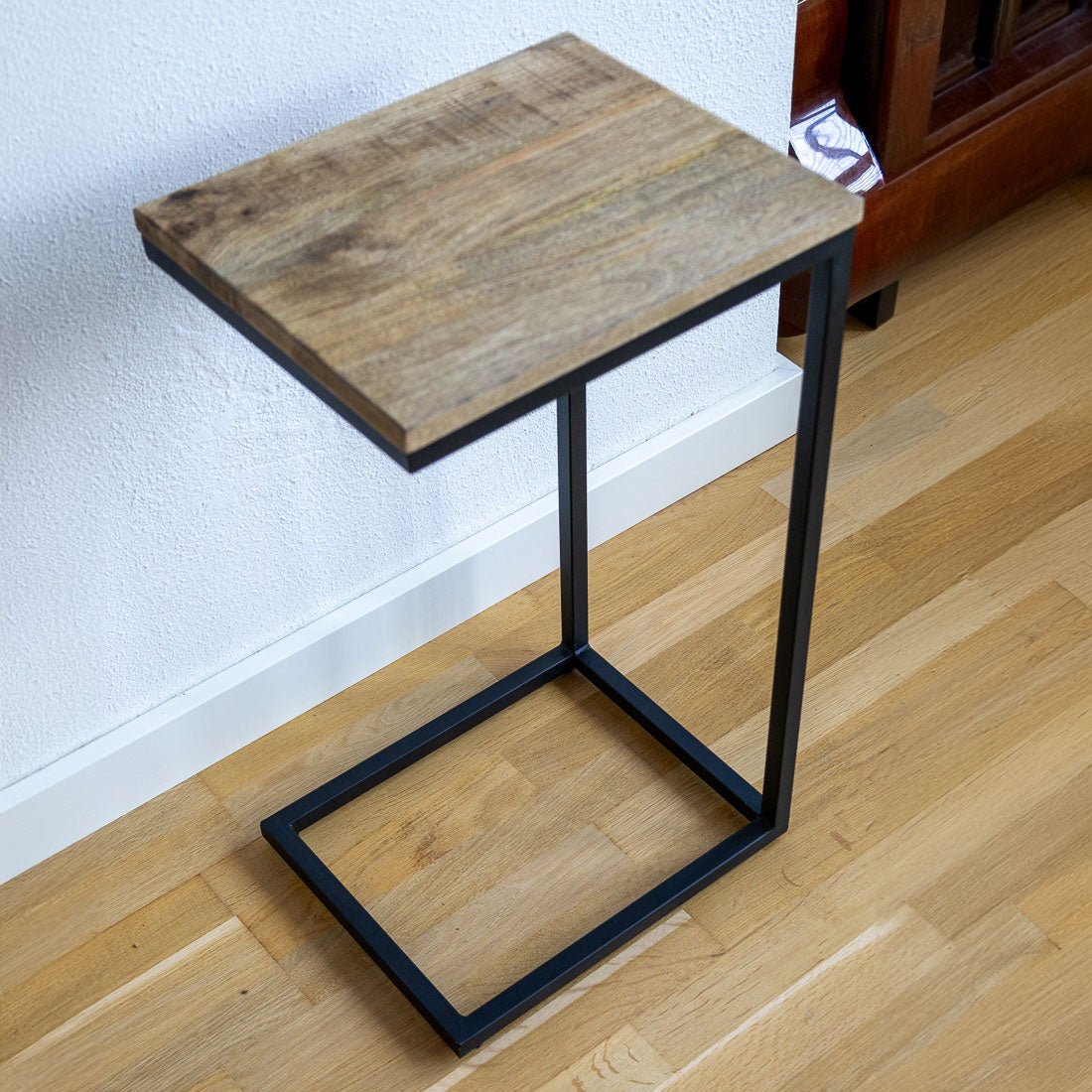 Bijzettafel bank | Set van 2 | Mangohout en Staal | 38x31x68cm - Industrieelinhuis.nl