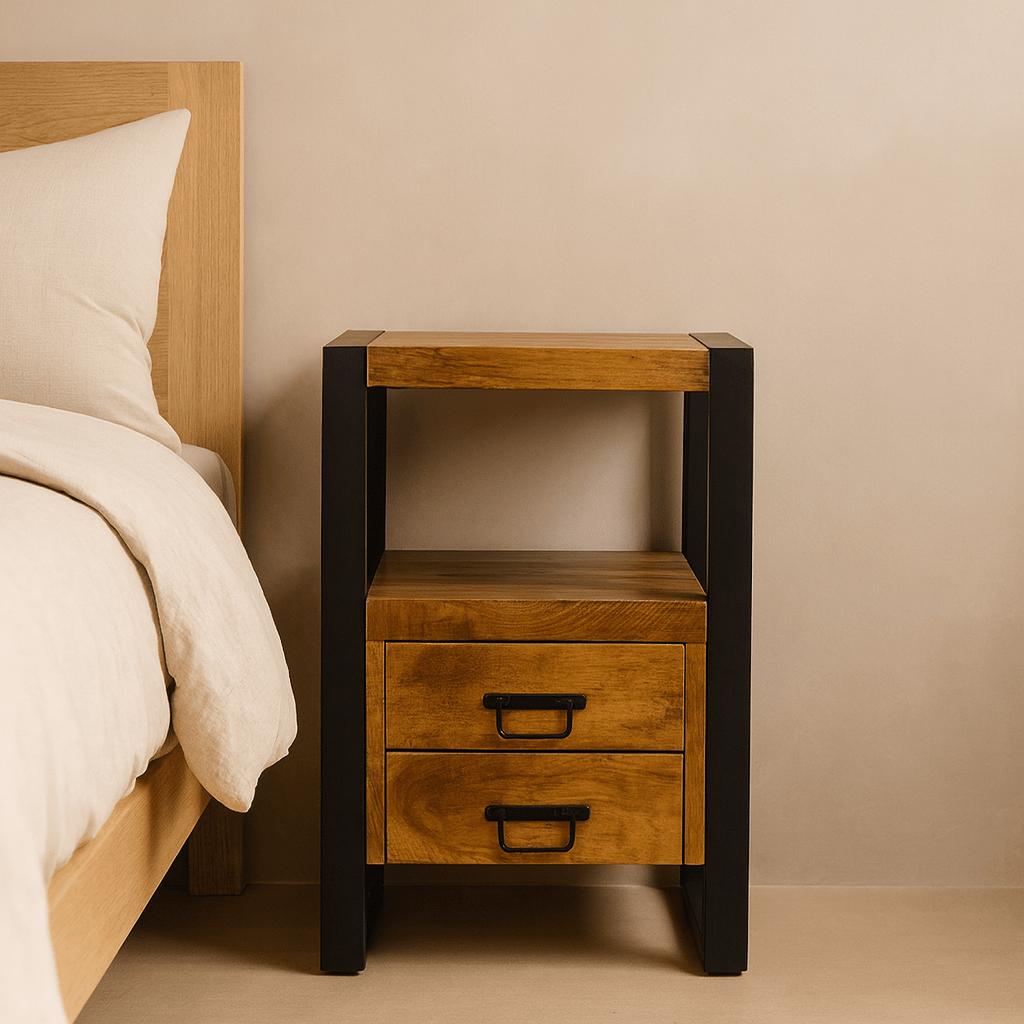 Mango Houten Nachtkastje Britt – 50x40x70cm | Nieuwe Kleurtint Collectie - Industrieelinhuis.nl