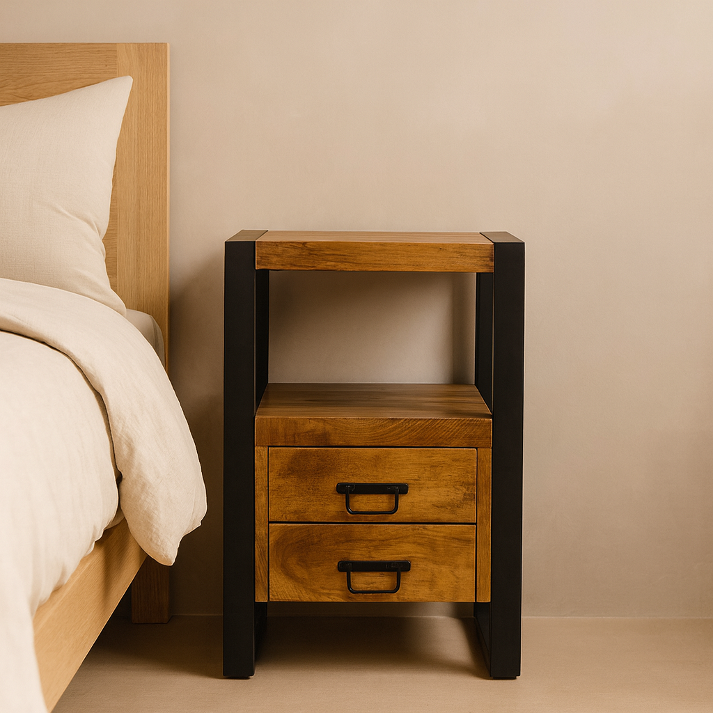 Mango Houten Nachtkastje Britt – 50x40x70cm | Nieuwe Kleurtint Collectie