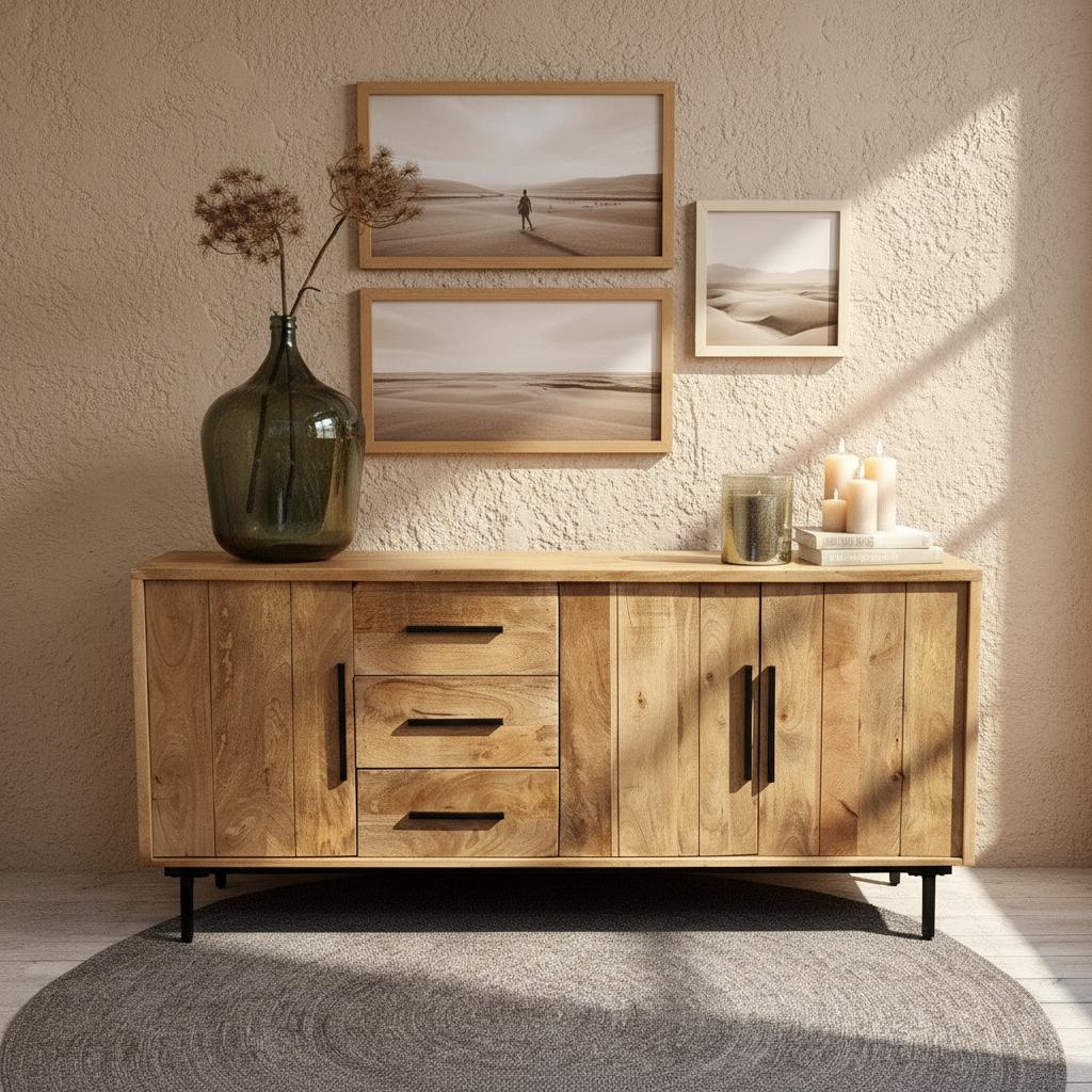 Dressoir kast mango hout | Industrieel Design | 180x40x80cm