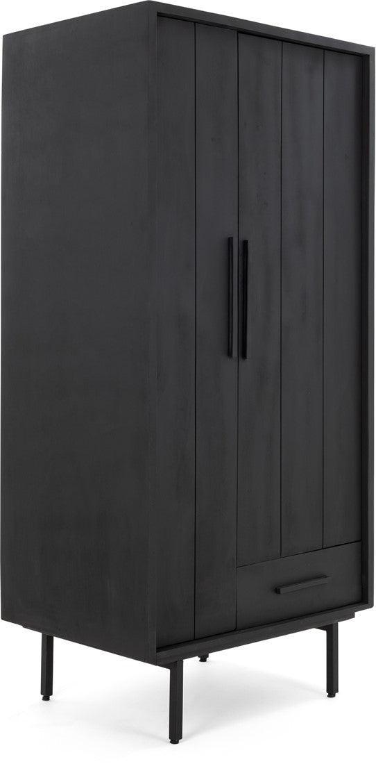 Jayden Black Garderobe Kast | Mangohout Staal | 85x60x180cm - Industrieelinhuis.nl