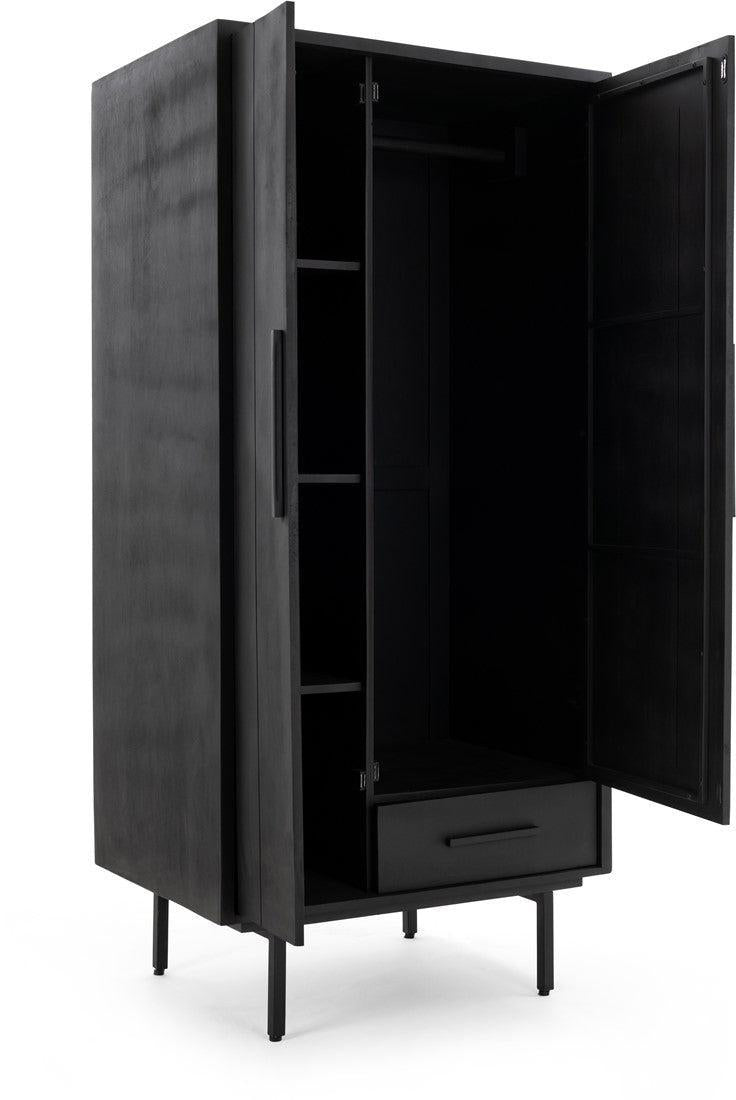 Jayden Black Garderobe Kast | Mangohout Staal | 85x60x180cm - Industrieelinhuis.nl