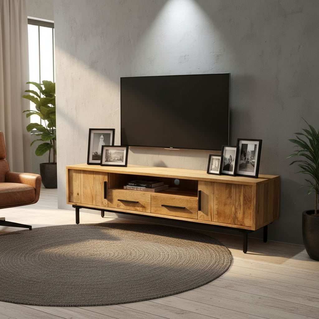 TV-meubel Mango hout | Industrieel Design | 180x40x50cm