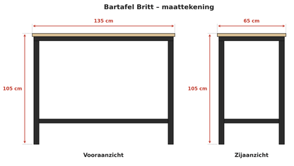 Bartafel Industrieel | Boomstam bartafels | 135x65x105cm