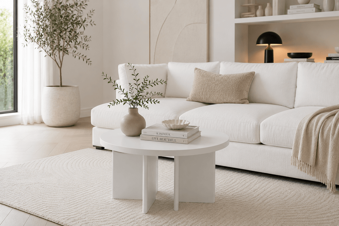 Ronde salontafel Wit Jade | Mangohout | 80 cm