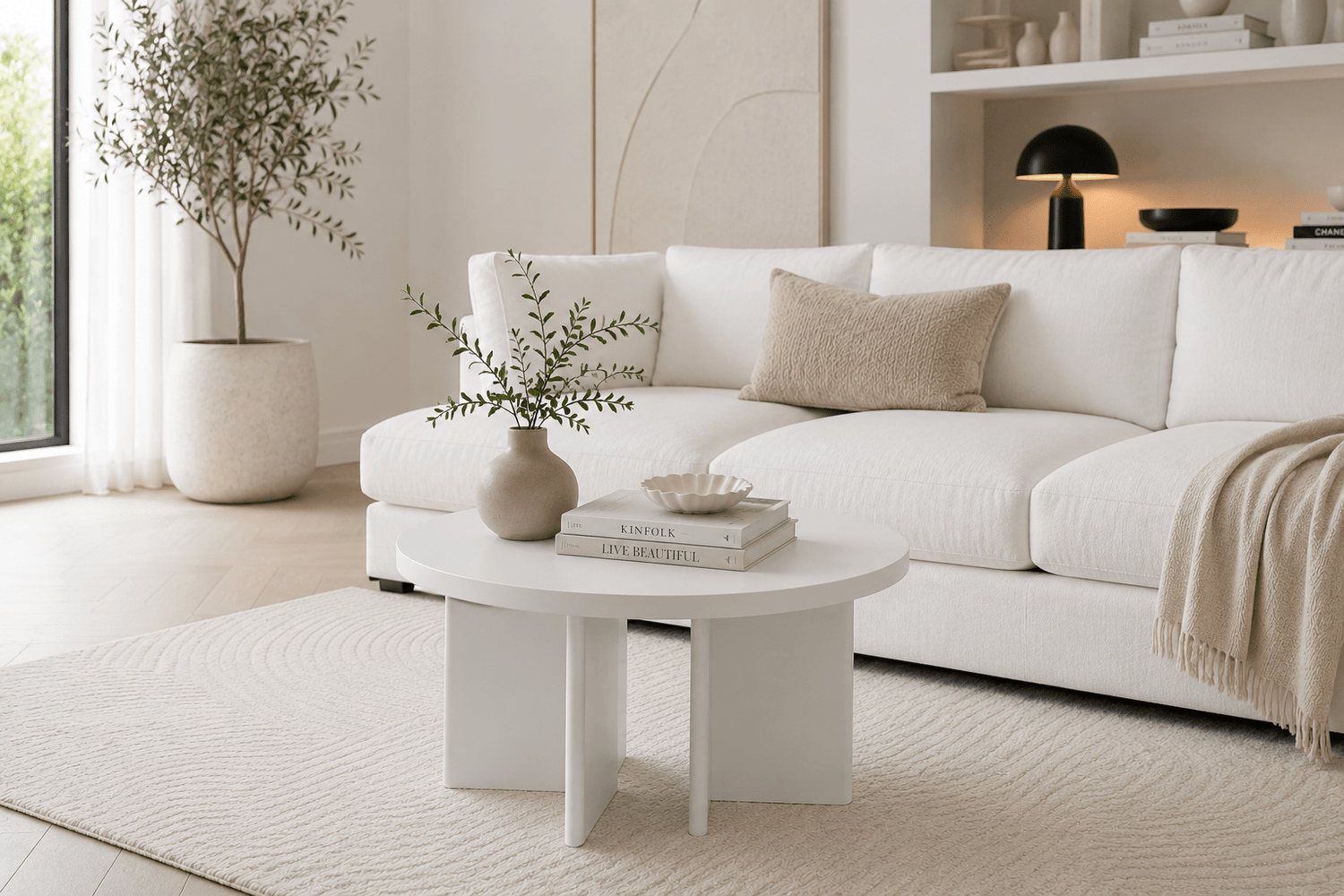 Ronde salontafel Wit Jade | Mangohout | 80 cm