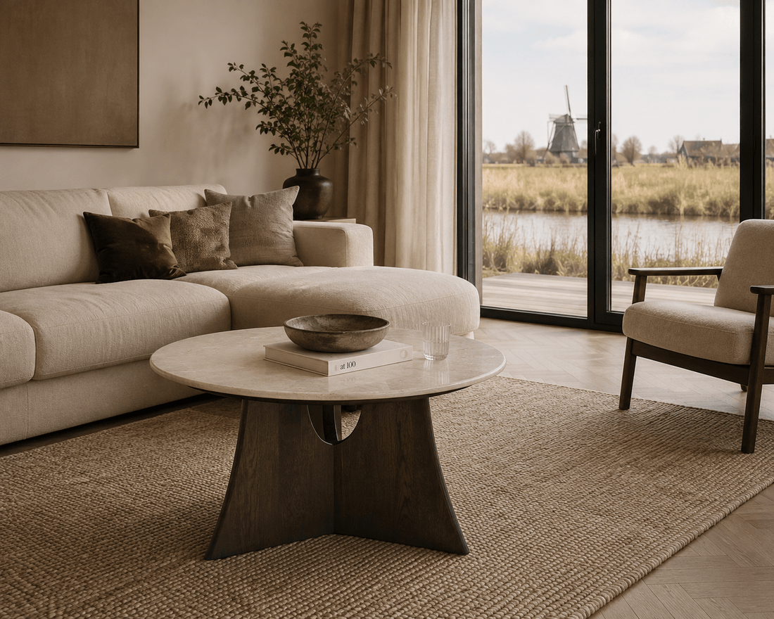 Ronde Salontafel Marmer | Milo Botticino | 80 cm