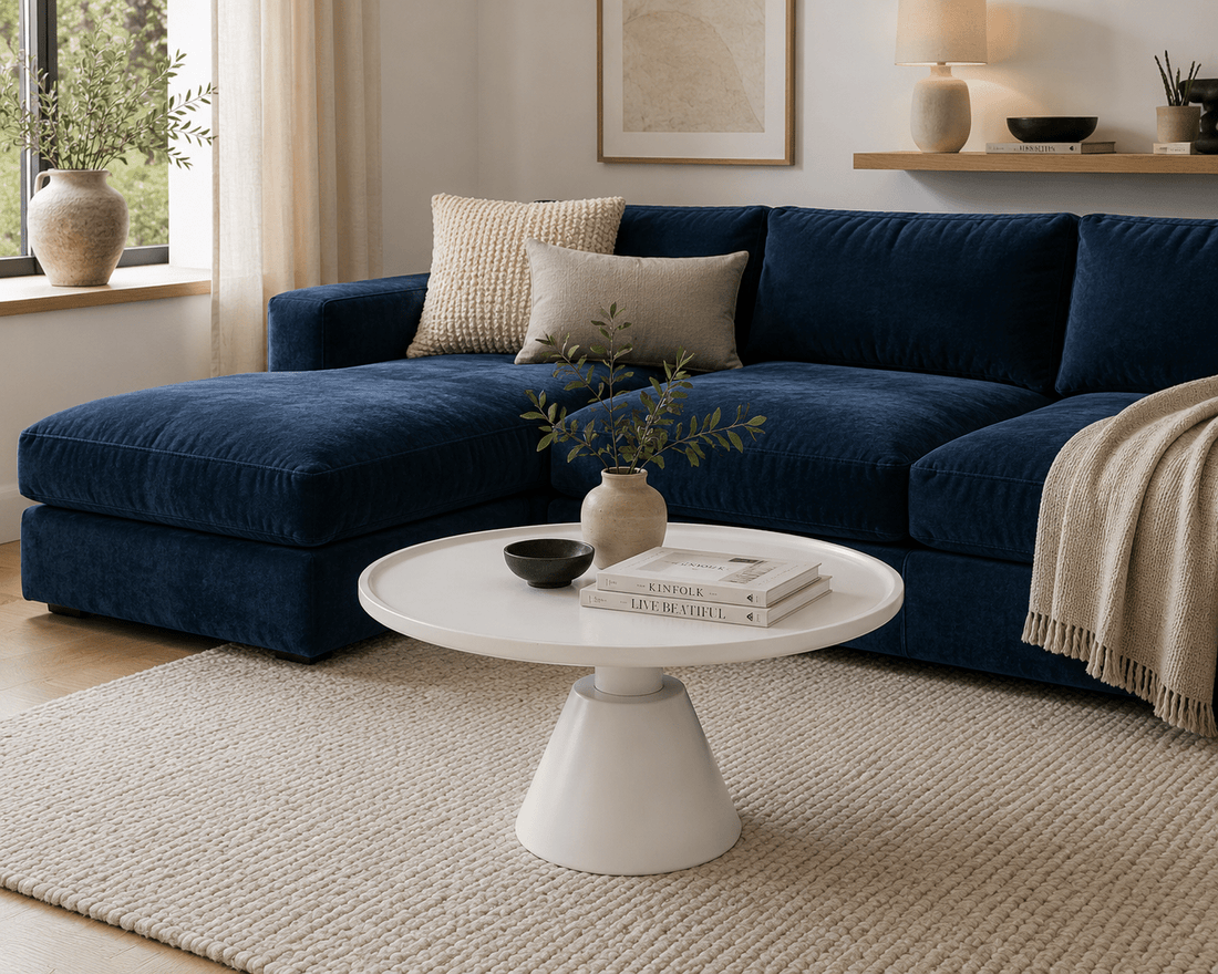 Ronde Salontafel 80 cm met Kegelvoet | Off White | Mangohout