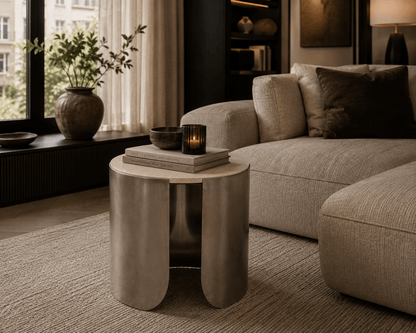 Ronde Salontafel Marmer wit | Zeli Botticino | 45 cm