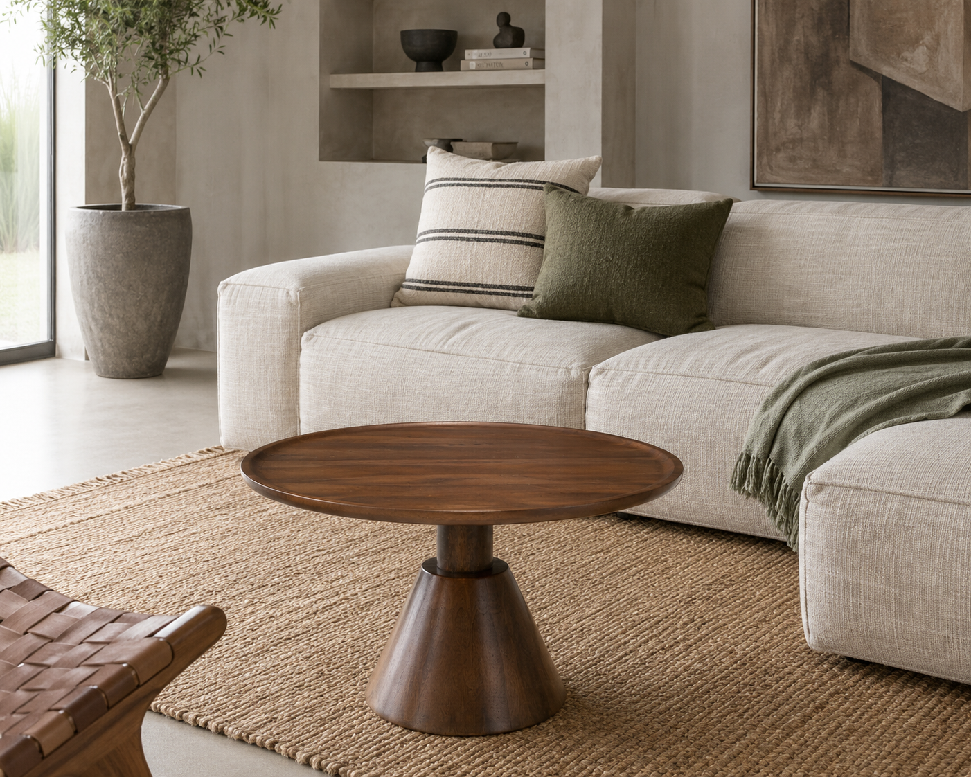 Ronde Salontafel Mangohout | Kegelvoet | 75 cm