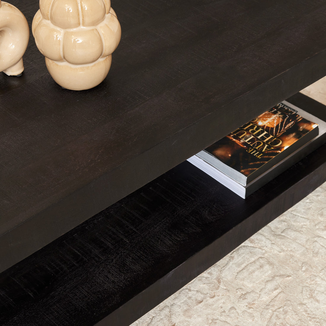 Salontafel Boaz Black met onderblad | 110 cm - Industrieelinhuis.nl