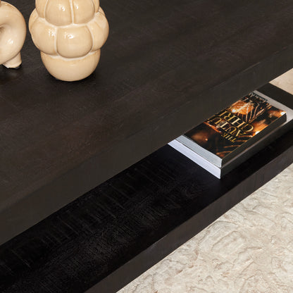 Salontafel Boaz Black met onderblad | 110 cm - Industrieelinhuis.nl