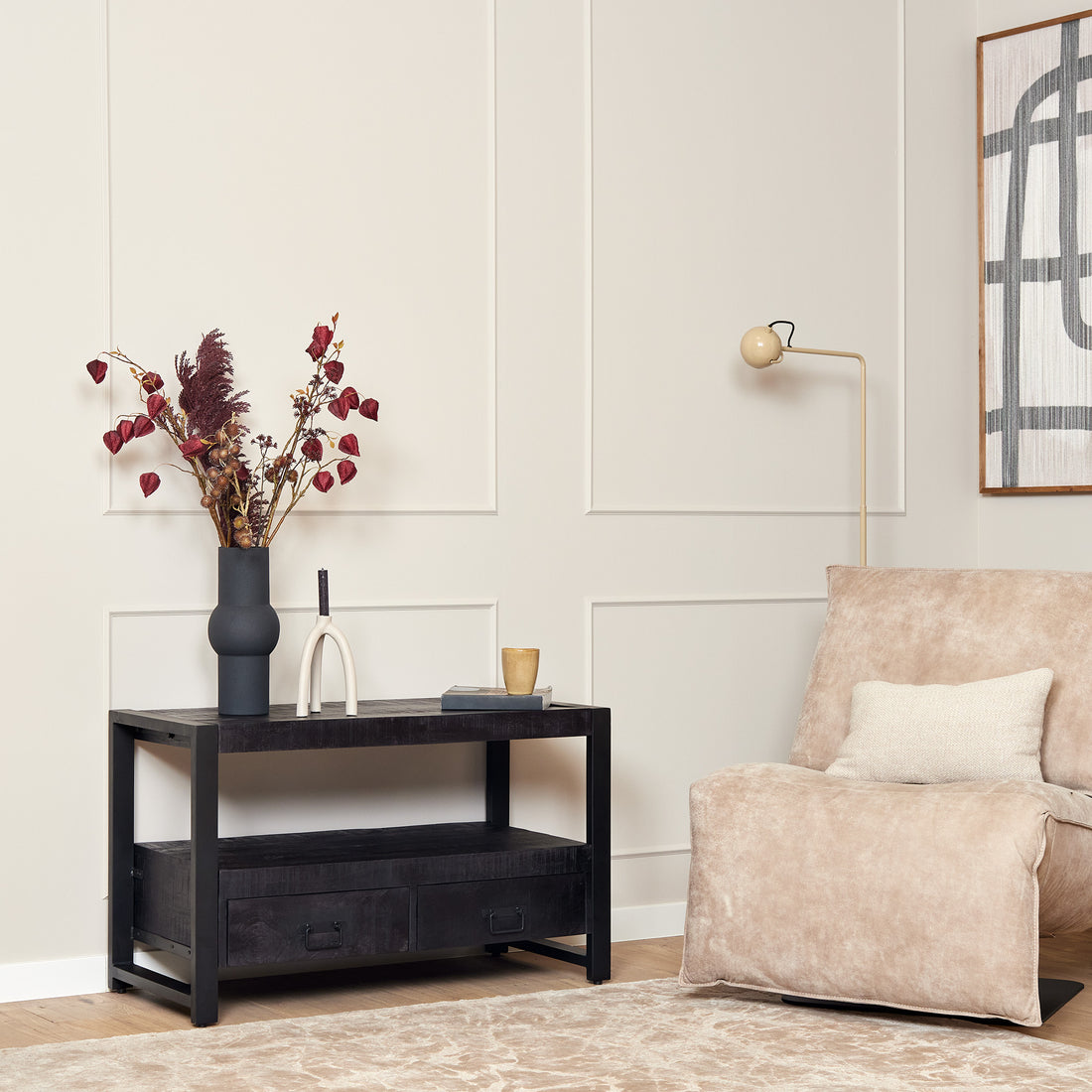 Tv meubel Boaz Black | 100 cm - Industrieelinhuis.nl