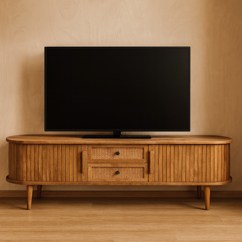 TV Meubel Ubud met deuren en lades Bali stijl | 200x40x40cm