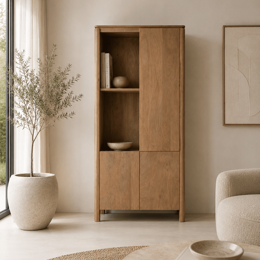 Vakkenkast Links Dallas Naturel Mangohout  90 cm