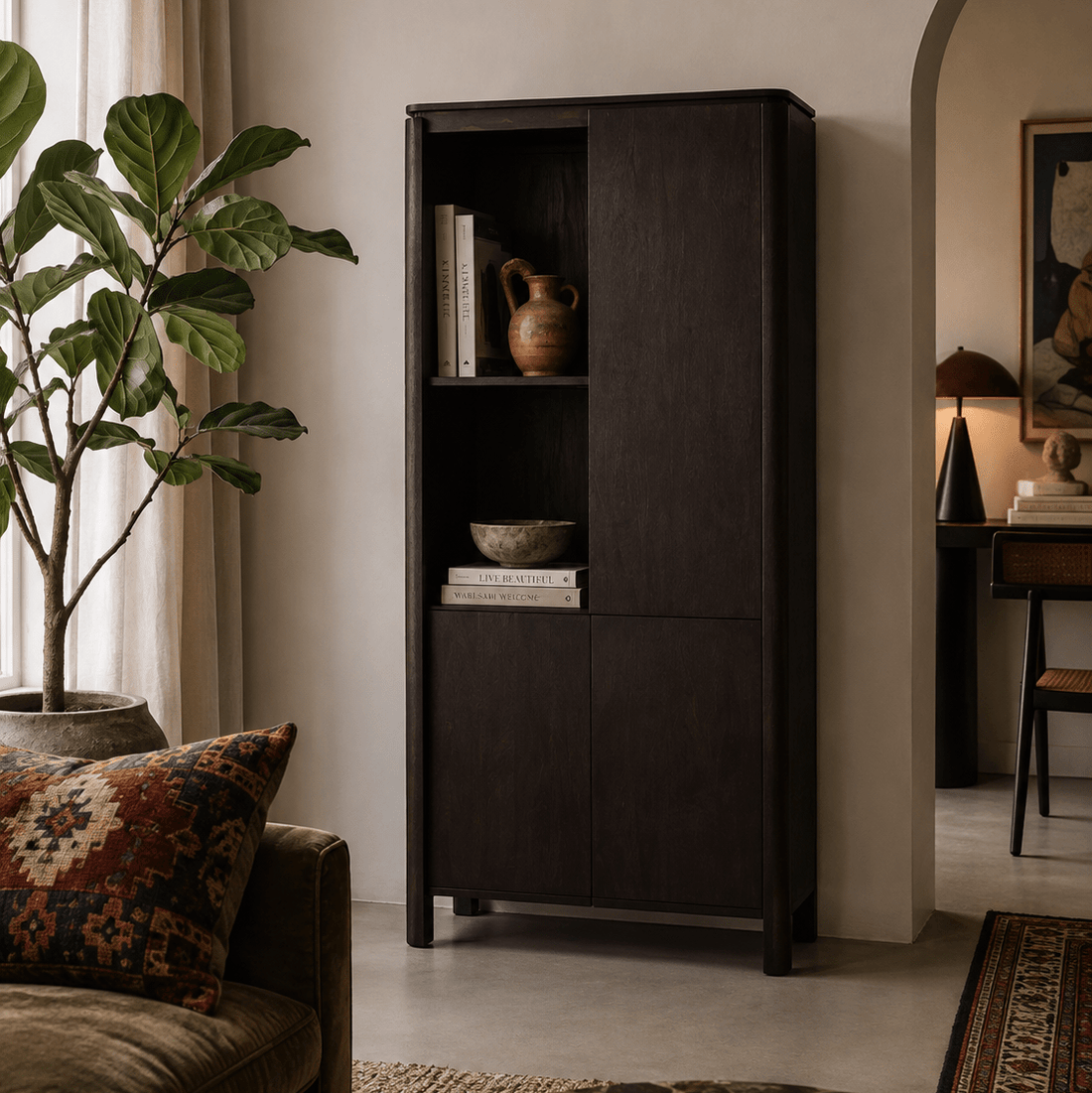 Vakkenkast Links Dallas Bruin Mangohout 90 cm
