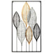 Wanddecoratie Bladeren in frame | Metaal | 37x1,1x65cm - Industrieelinhuis.nl