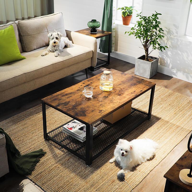 Salontafel Industrieel Design | Houtlook en Staal | 106,2x60,2x45cm