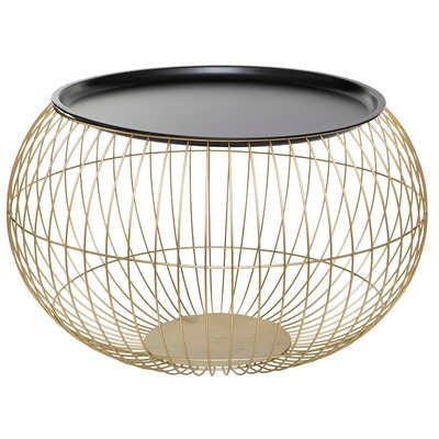 Salontafel set rond Industrieel Design | Staal Goud met zwart | 66.5x41.5cm - Industrieelinhuis.nl