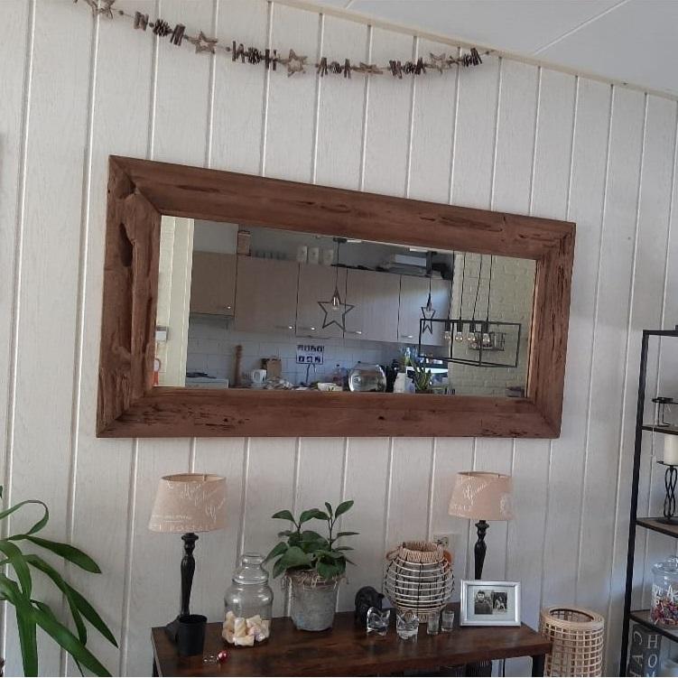 Spiegel vintage look | Teakhout | 140x70cm - Industrieelinhuis.nl