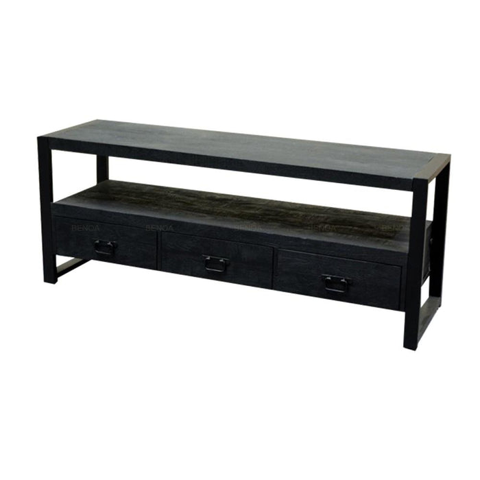 TV-meubel Industrieel Design | Zwart Mangohout en Staal | 150x45x60cm - Industrieelinhuis.nl