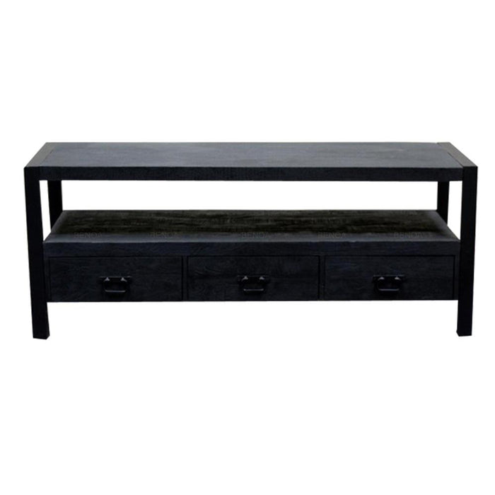 TV-meubel Industrieel Design | Zwart Mangohout en Staal | 150x45x60cm - Industrieelinhuis.nl