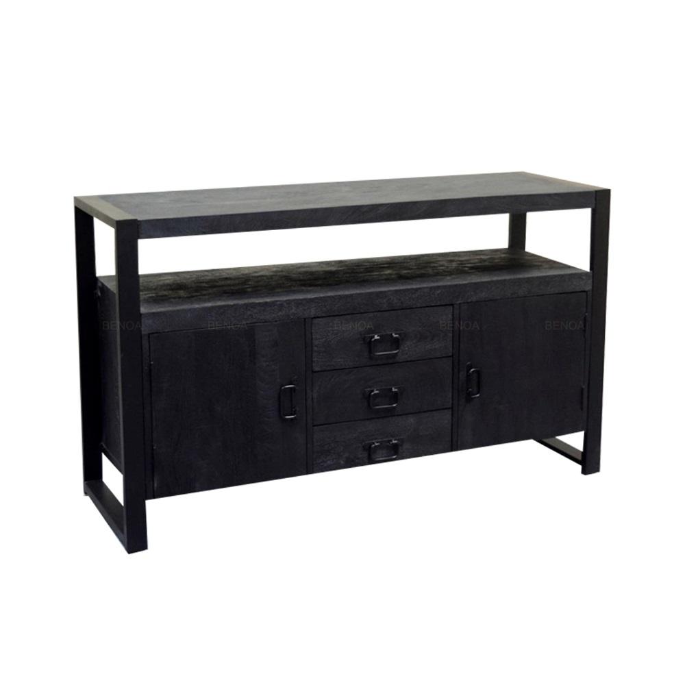 Sidetable zwart Bink | Mangohout en Staal | 135x45x80cm