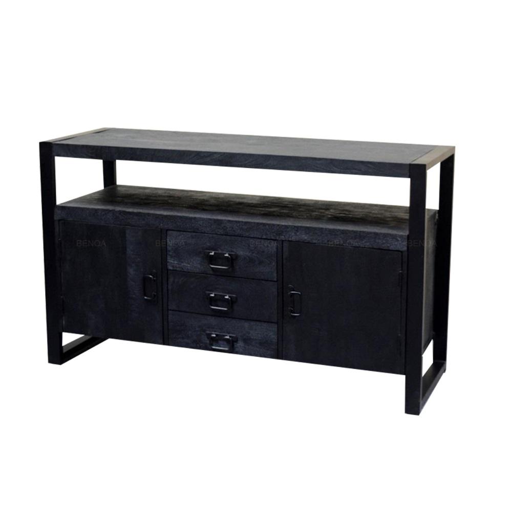Sidetable zwart Bink | Mangohout en Staal | 135x45x80cm