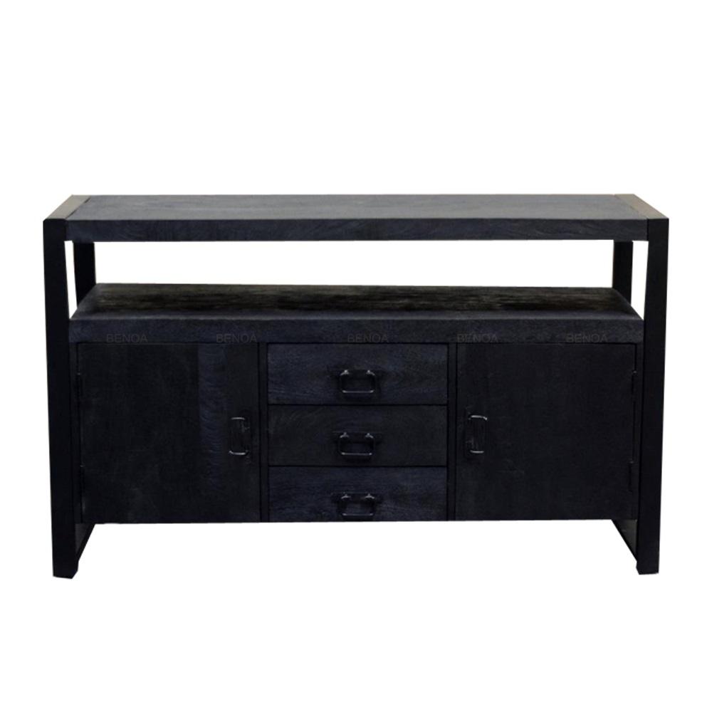 Sidetable zwart Bink | Mangohout en Staal | 135x45x80cm