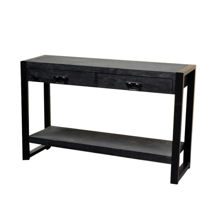 Sidetable / Dressoir met lades Industrieel Design | Zwart Mangohout en Staal | 120x35x76cm - Industrieelinhuis.nl