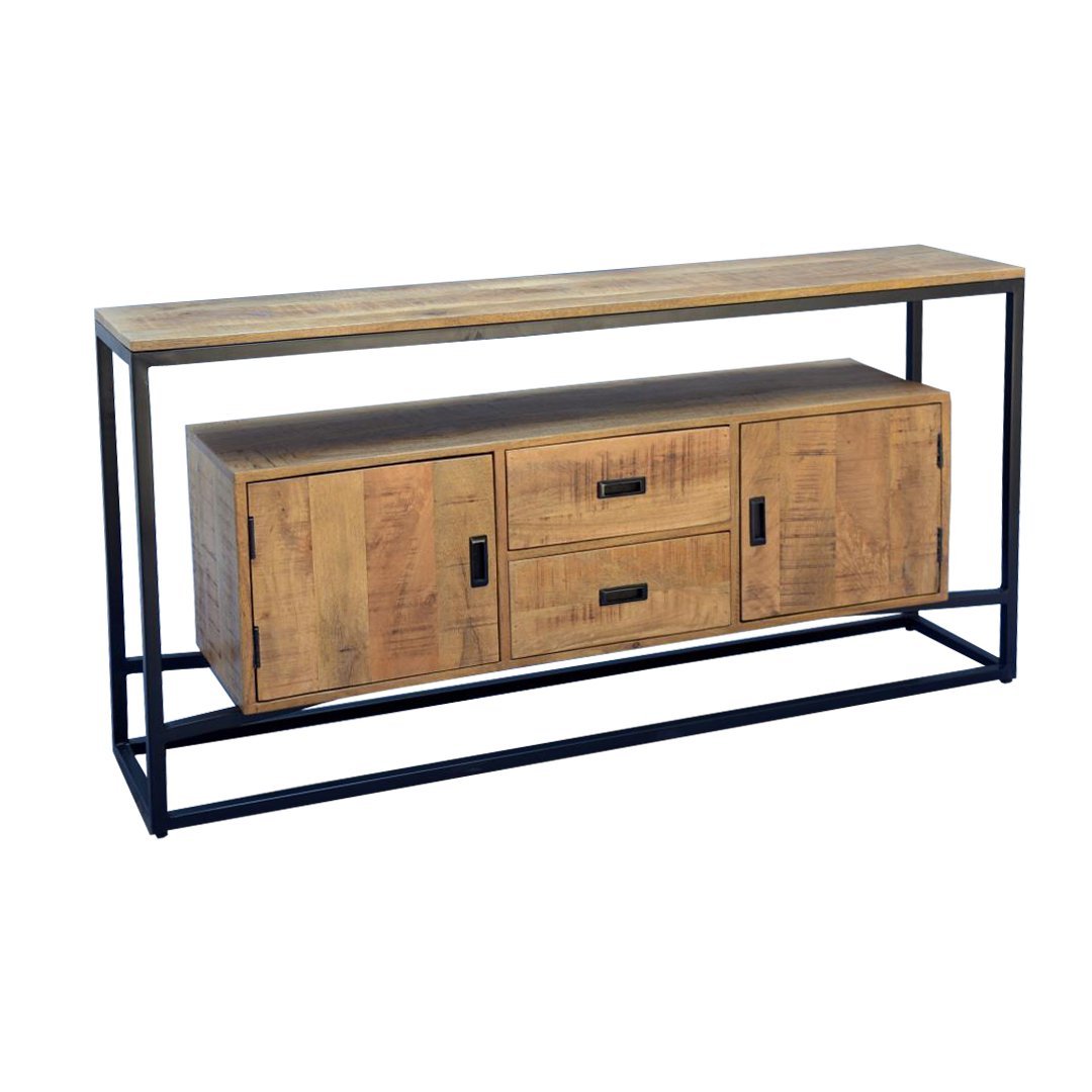 Sidetable / Dressoir Industrieel Design | Mangohout en Staal | 160x40x80 - Industrieelinhuis.nl