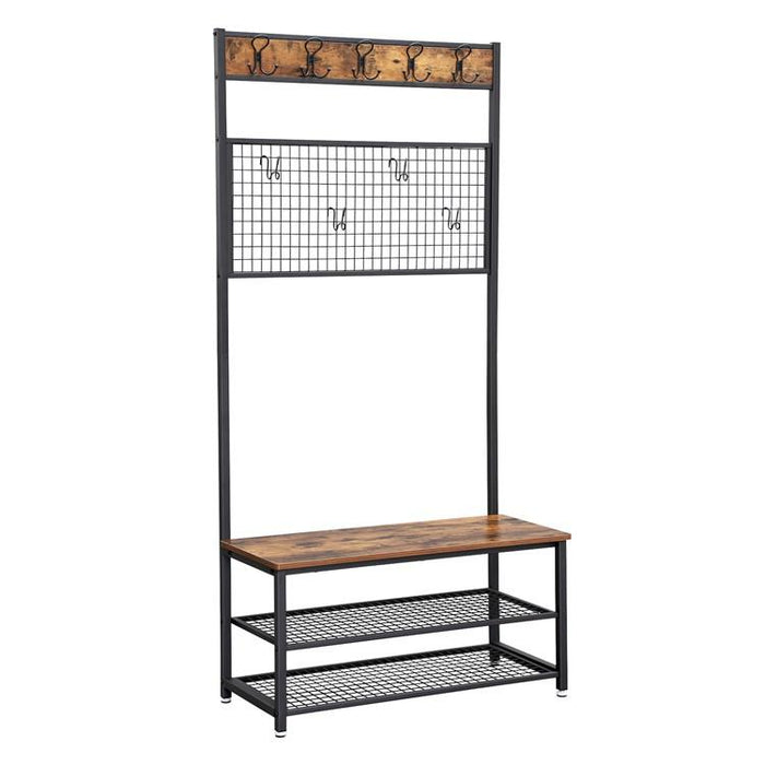 Garderoberek XL Industrieel Design | Houtlook en Staal | 92x41,5x187cm - Industrieelinhuis.nl
