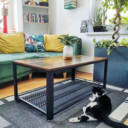 Salontafel Industrieel Design | Houtlook en Staal | 106,2x60,2x45cm