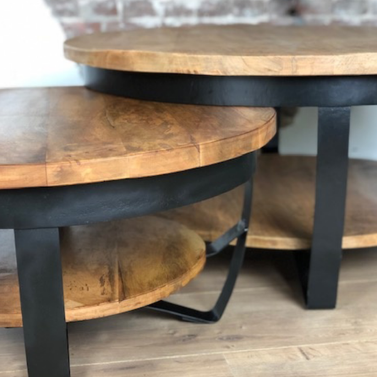 Salontafel Paras rond | Mangohout Staal | 70 cm