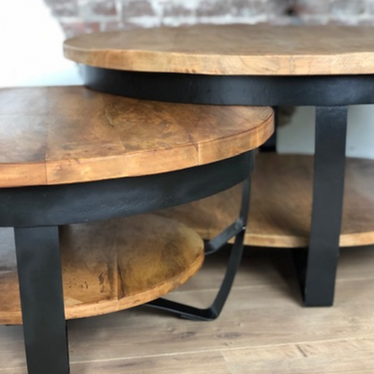 Salontafel Paras rond | Mangohout Staal | 70 cm