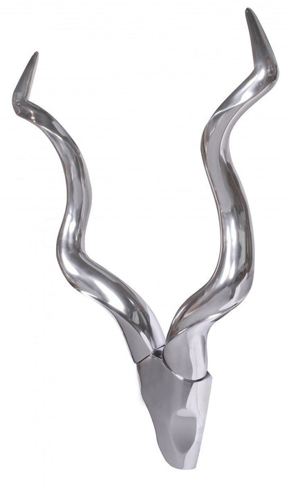 Herten gewei troffee wand muur | Zilver Aluminium | 80cm - Industrieelinhuis.nl