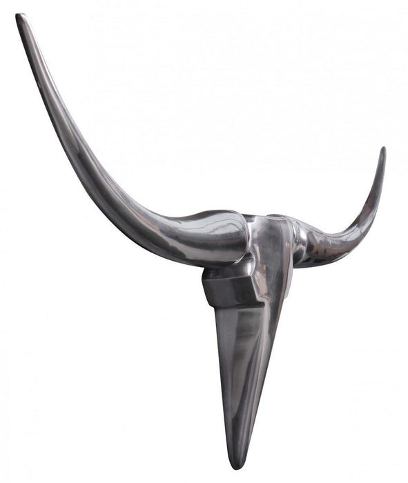 Stierenhoorns troffee wand muur | Zilver Aluminium | 75cm - Industrieelinhuis.nl