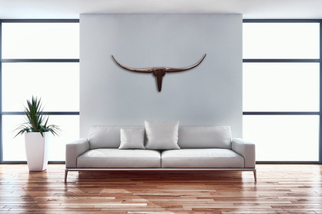 Stierenhoorns troffee wand muur | Brons Aluminium | 100cm - Industrieelinhuis.nl