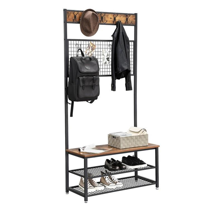 Garderoberek XL Industrieel Design | Houtlook en Staal | 92x41,5x187cm - Industrieelinhuis.nl