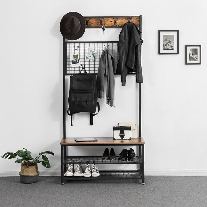 Garderoberek XL Industrieel Design | Houtlook en Staal | 92x41,5x187cm - Industrieelinhuis.nl