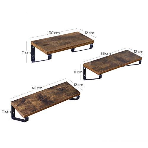 Set van 3 schappen Industrieel Design | Houtlook en Staal 30-35-40cm - Industrieelinhuis.nl