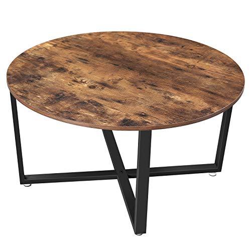 Salontafel Rond Industrieel Design | Houtlook en Staal | 88x47cm