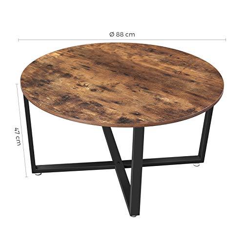 Salontafel Rond Industrieel Design | Houtlook en Staal | 88x47cm