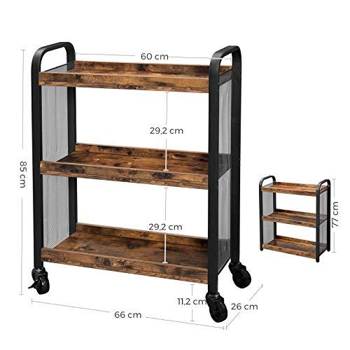 Keuken trolley op wieltjes Industrieel Design | Houtlook en Staal | 66x26x85cm - Industrieelinhuis.nl