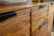 Design Sideboard NISHAN 160 x 40 x 88 cm Sheesham Massiv Holz | Kommode mit Türen & Schubladen | Massive Anrichte Industrial | Massivholz Schrank mit Metallbeinen - Industrieelinhuis.nl