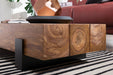 Couchtisch 115x22x44cm Sheesham Massivholz / Metall Sofatisch | Design Wohnzimmertisch Modern | Stubentisch Braun / Schwarz | Designer Kaffeetisch Massiv | Tisch Wohnzimmer Rechteckig - Industrieelinhuis.nl