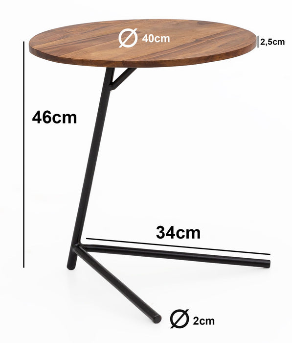 Beistelltisch 40x46x40cm Sheesham Holz Metall Couchtisch | Industrial Style Echtholz Tischchen Wohnzimmer | Holztisch Sofatisch Metallbeine | Anstelltisch Dekotisch Rosenholz - Industrieelinhuis.nl