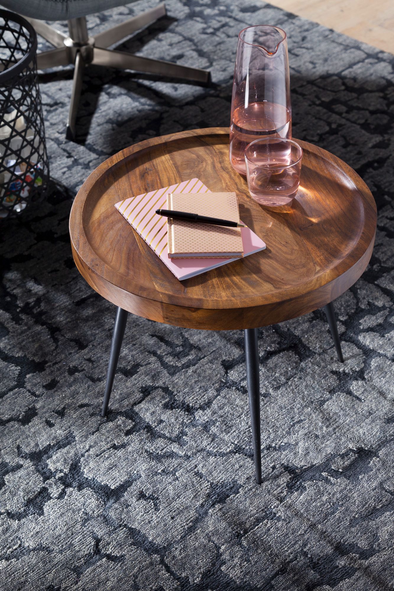 Bijzettafel salontafel sheesham hout metalen salontafel woonkamer tafel