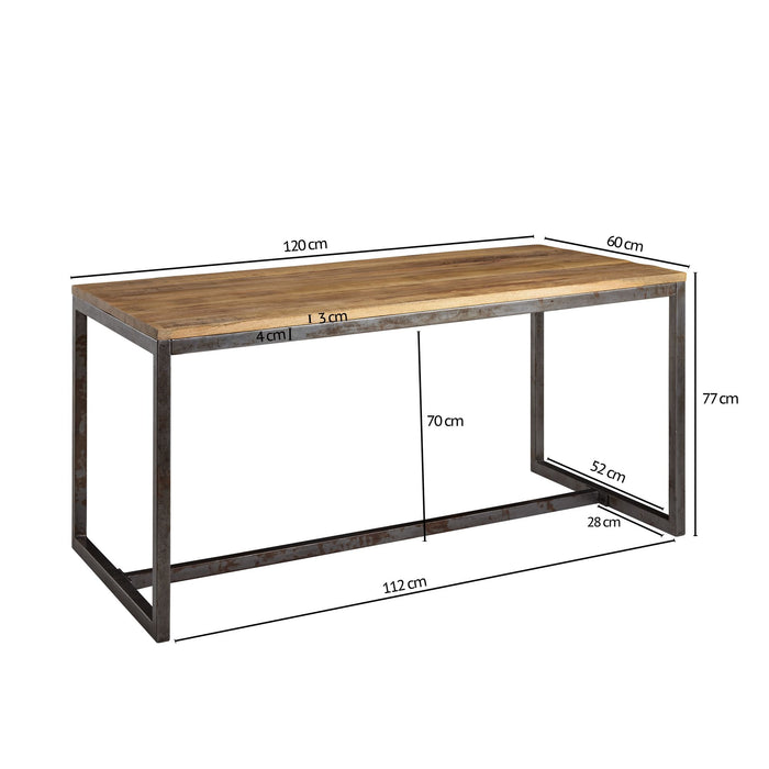Esszimmertisch 120x77x60 cm Mango Massivholz / Metall Vintage Esstisch | Küchentisch Massiv Klein | Holztisch Esszimmer | Kleiner Speisetisch Holz - Industrieelinhuis.nl